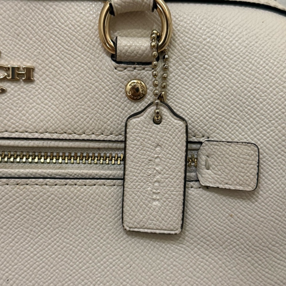 COACH 79946 Rowan Crossgrain Leather Satchel Shoulder Crossbody Bag Chalk / Gold - Picture 10 of 16